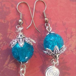 SILVER CRACKLE QUARTZ EARRINGS